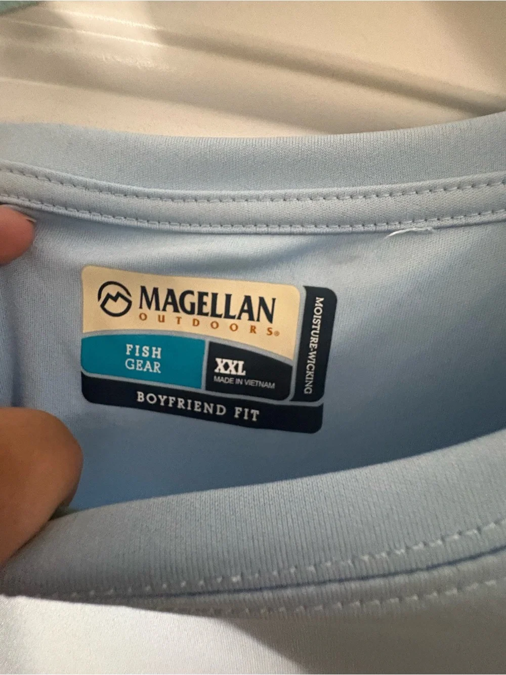 Magellan Outdoors Sky Blue Boyfriend Fit Moisture-Wicking Shirt